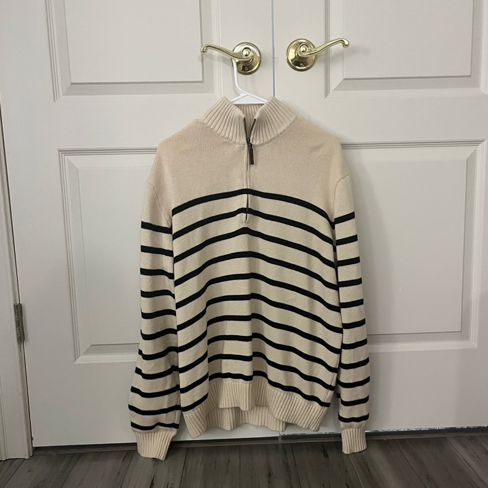 brandy melville striped quarter zip sweater